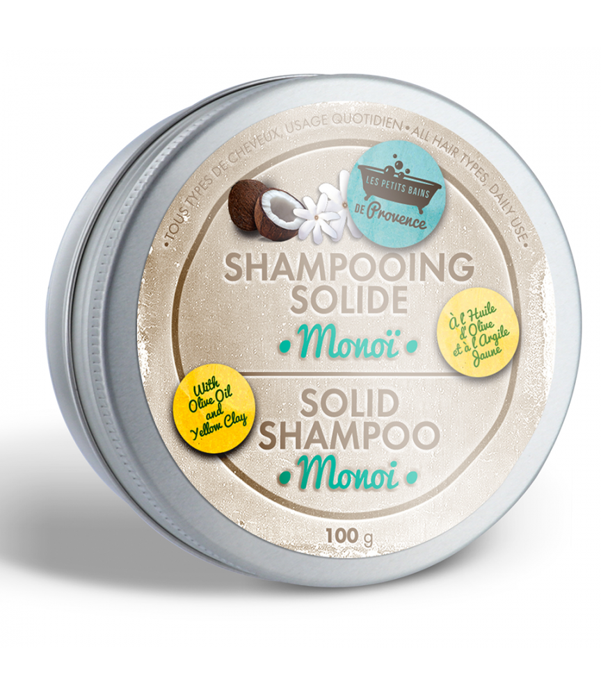 Shampooing solide boite métal Monoï Les Petits Bains de Provence Shampooing solide boite métal Monoï Les Petits Bains de Provence