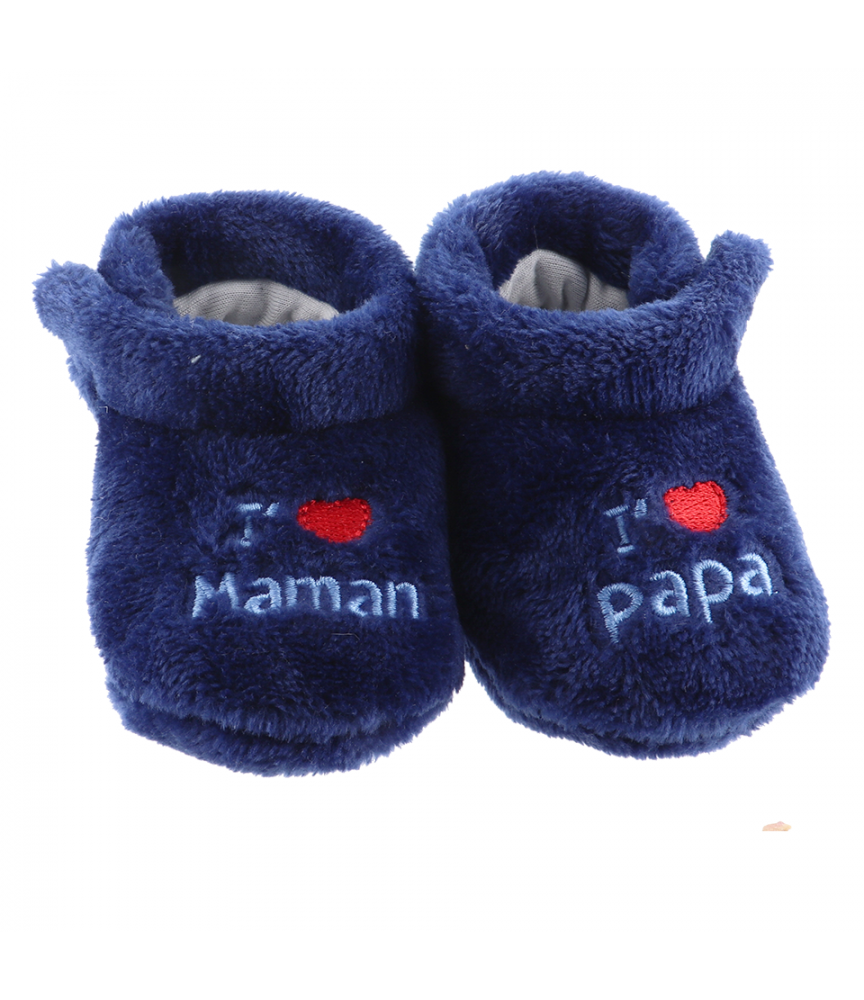 Chaussons d'intérieur 6-12mois Papa Maman Bleu BabyOops