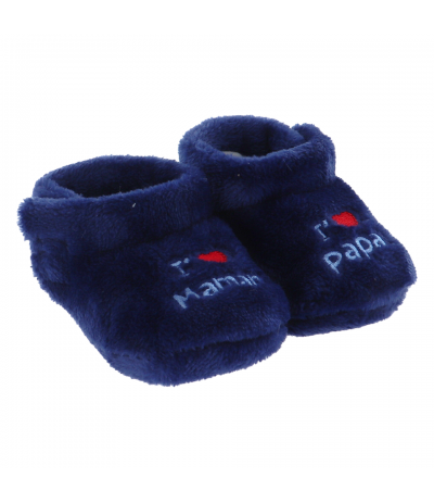 Chaussons d'intérieur 6-12mois Papa Maman Bleu BabyOops