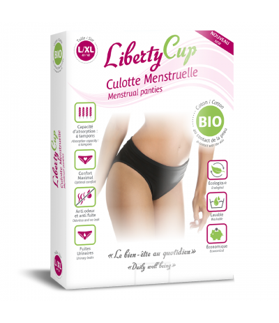 Culotte Menstruelle réutilisable Noir Taille L/XL Liberty Cup