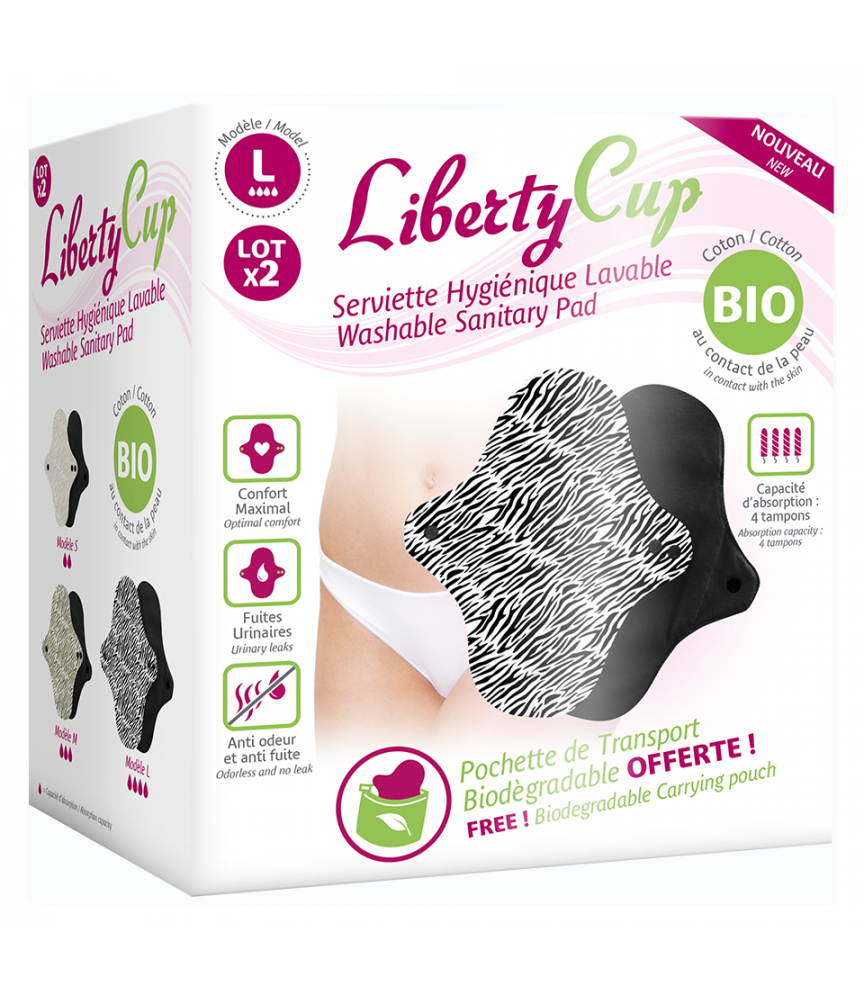 Serviette hygiènique lavable L Lot de 2 - Liberty Cup