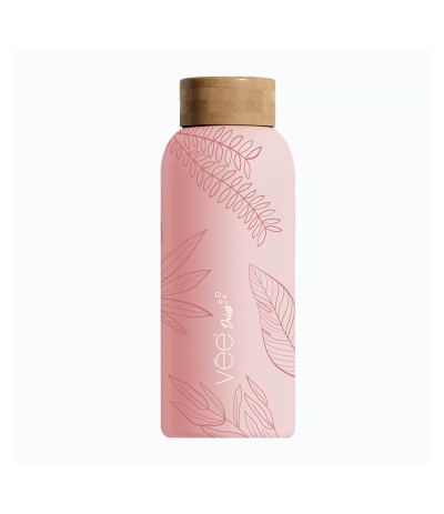 Bouteille en Bambou Isotherme Fleur Vée Drink 500ml - Bouteille isotherme en bambou rose style fleur