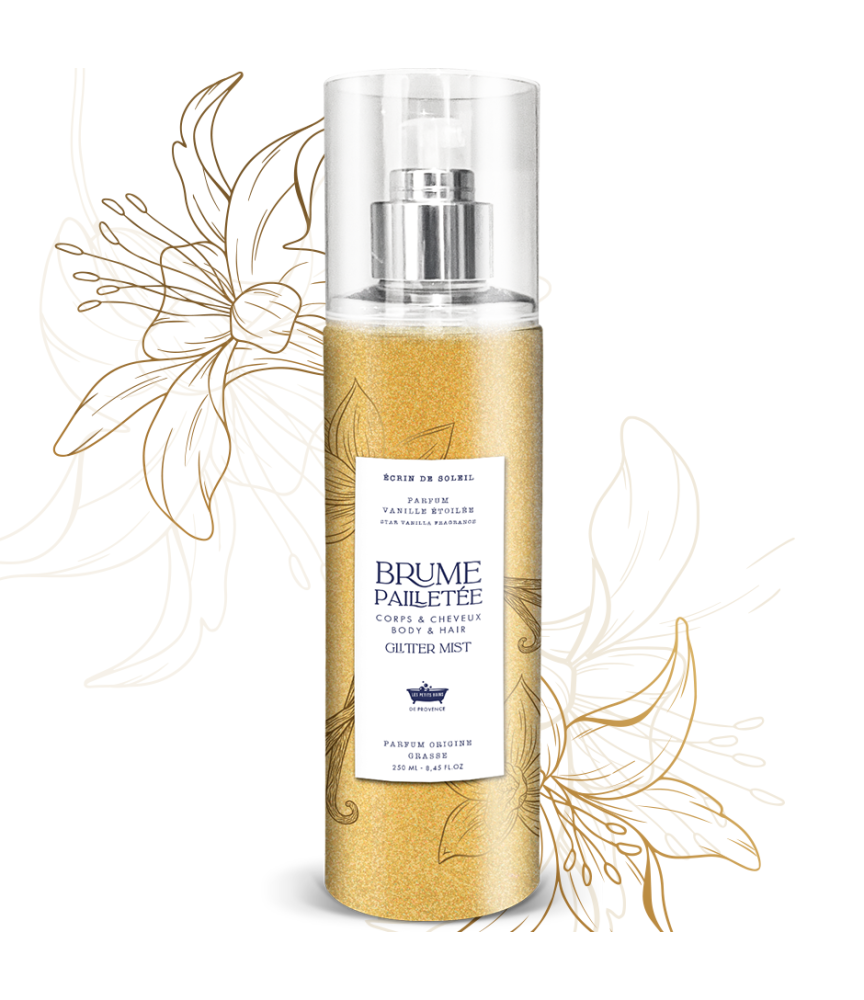 Brume Pailletée Vanille Etoilée 250ml - Ecrin de Soleil - Les Petits Bains  de Provence