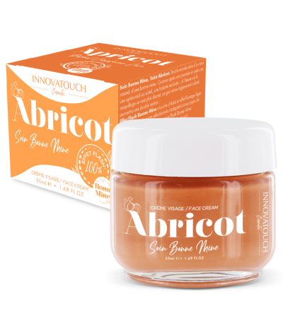Crème visage Abricot 50ml - Soin Bonne mine - Innovatouch Cosmetic - packaging + pot