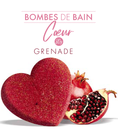 Bombe de Bain Cœur Grenade 80g - Les Petits Bain de Provence