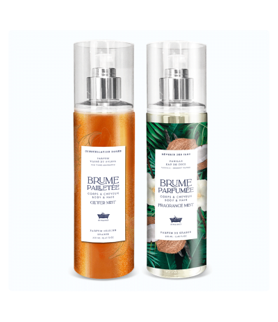 Lot de 2 Brumes Corps & Cheveux - Tiaré du Soleil & Vanille eau de coco