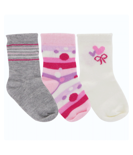 3 paires de chaussettes Kit Lapin 0-6 mois Rose BabyOops