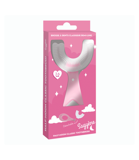 boite Brosse à Dents Enfants 2-6 Ans - Demi-Lune Ergonomique - Rose - Sagyène