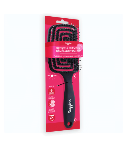 Brosse à Cheveux Démêlante Souple Noir - Sagyène - dans son emballage