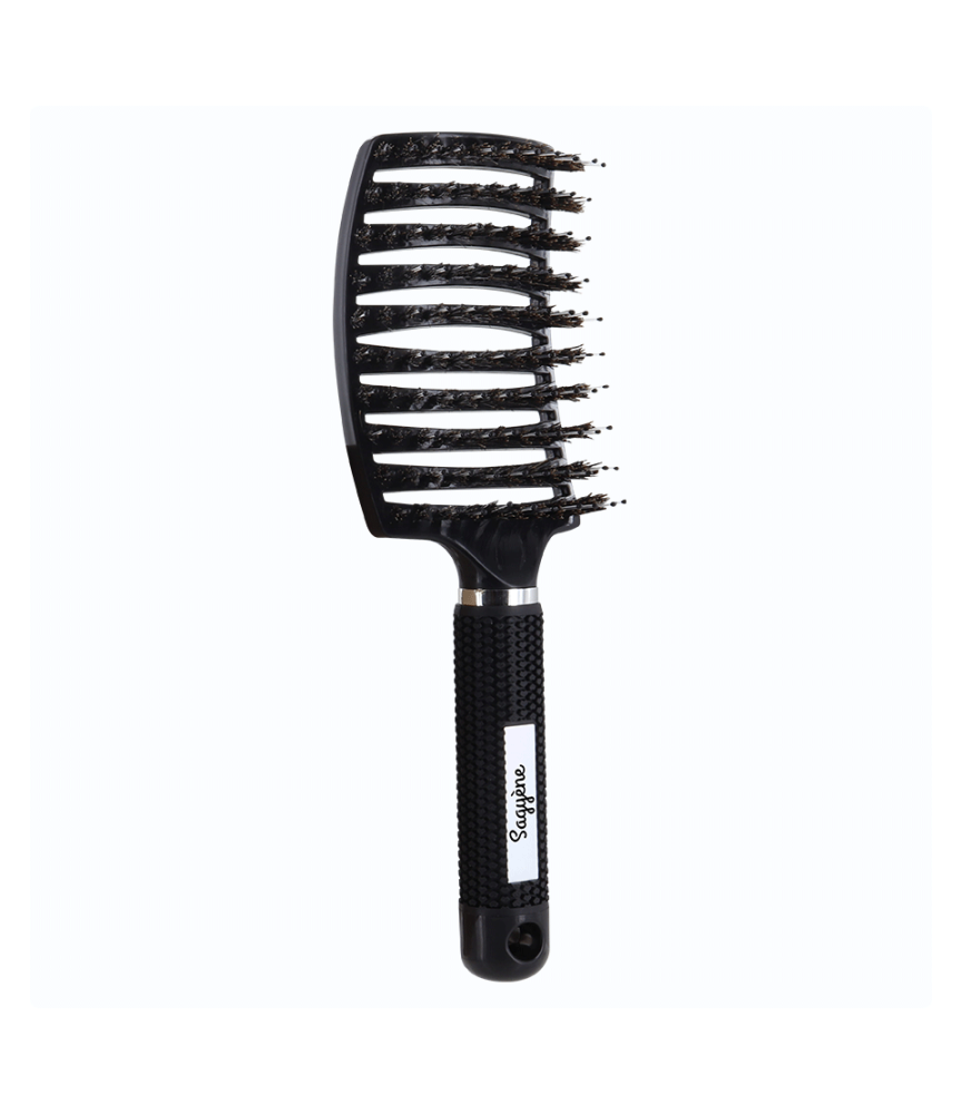 Brosse à cheveux démêlante Sagyène Duo Noir en couleur noir avec design ergonomique et picots noirs