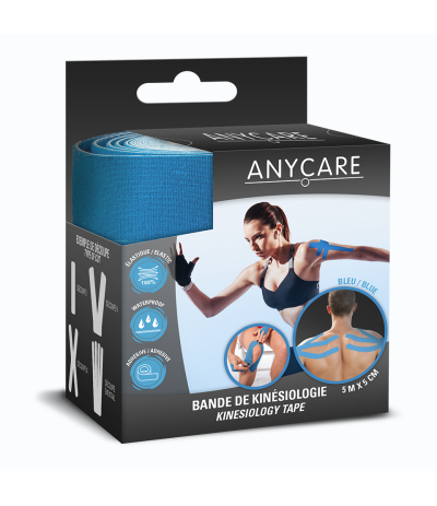 Boite Bande de Kinésiologie Bleu Waterproof 5m x 5cm – Anycare