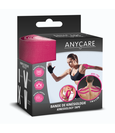 Boite de Bande de Kinésiologie Rose Waterproof 5m x 5cm – Anycare