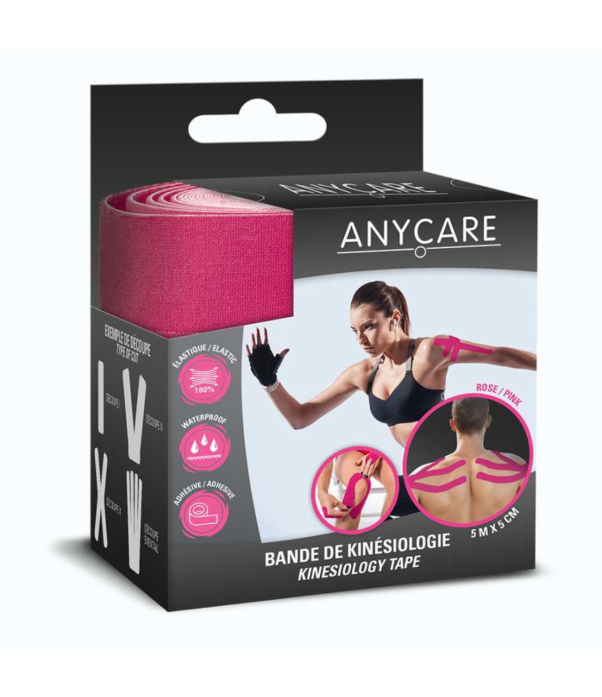 Boite de Bande de Kinésiologie Rose Waterproof 5m x 5cm – Anycare Boite de Bande de Kinésiologie Rose Waterproof 5m x 5cm – Anycare