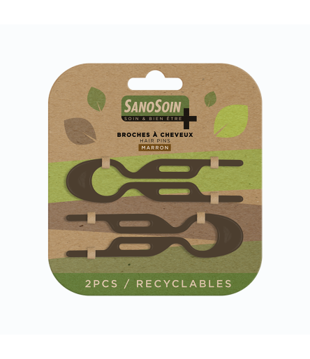 Lot de 2 Broches à Cheveux Sanosoin - Recyclables - Marron