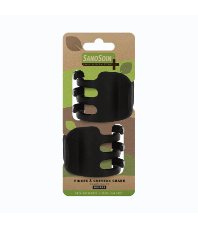 Lot de 2 Pinces à Cheveux Crabe Sanosoin Bio-Sourcées - noir