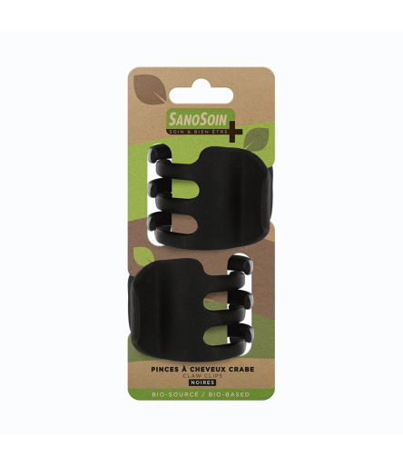 Lot de 2 Pinces à Cheveux Crabe Sanosoin Bio-Sourcées - noir