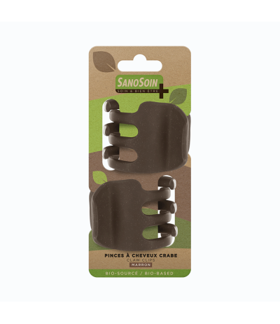 Lot de 2 Pinces à Cheveux Crabe Sanosoin Bio-Sourcées -marron