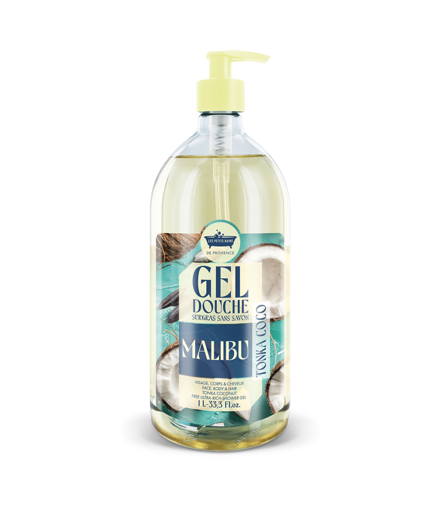 Gel Douche 1L Malibu Tonka Coco – Série Limitée Road Trip – Les Petits Bains de Provence