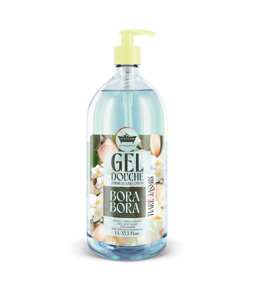 Gel Douche 1L Bora Bora Tiaré Jasmin – Série Limitée Road Trip – Les Petits Bains de Provence