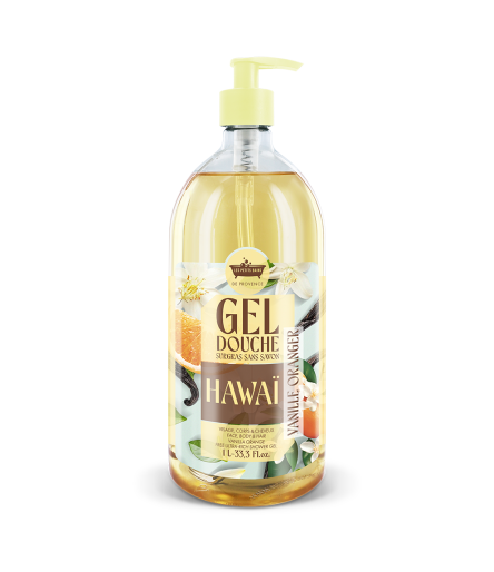 Gel Douche 1L Hawaï Vanille Oranger – Série Limitée Road Trip – Les Petits Bains de Provence