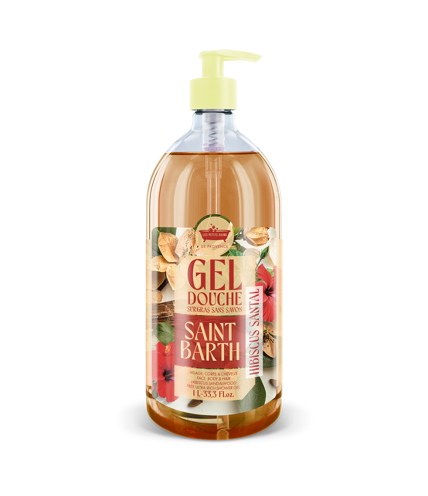 Gel Douche 1L Saint Barth Hibiscus Santal – Série Limitée Road Trip – Les Petits Bains de Provence
